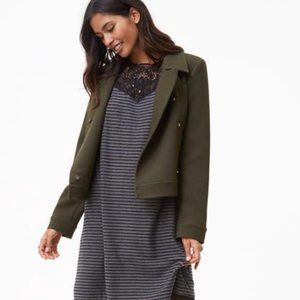 Petite Striped Lace Yoke Swing Dress